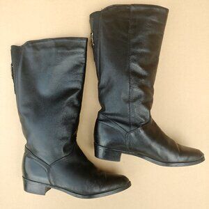100% Leather Vintage Made in Canada Black Leather Winter Boots Fleece Lined